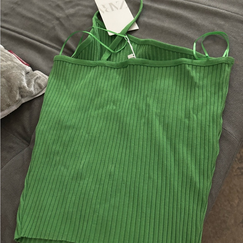 Green Ribbed Dress - Picture 2 of 3
